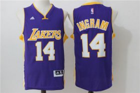 Wholesale Cheap Men\'s Los Angeles Lakers #14 Brandon Ingram Purple Revolution 30 Swingman Basketball Jersey