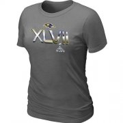 Wholesale Cheap Women's Baltimore Ravens 2012 Super Bowl XLVII On Our Way T-Shirt Dark Grey