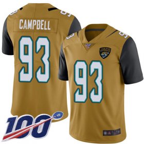Wholesale Cheap Nike Jaguars #93 Calais Campbell Gold Men\'s Stitched NFL Limited Rush 100th Season Jersey