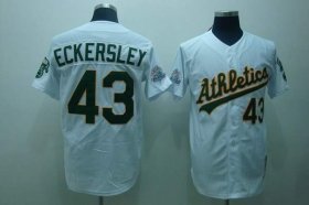 Wholesale Cheap Mitchell and Ness Athletics #43 Dennis Eckersley Stitched White Throwback MLB Jersey