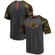 Wholesale Cheap Baltimore Ravens Pro Line by Fanatics Branded College Heathered Gray/Camo T-Shirt