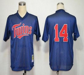 Wholesale Cheap Mitchell And Ness 1991 Twins #14 Kent Hrbek Navy Blue Stitched MLB Jersey