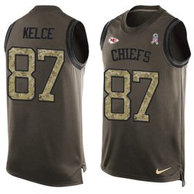Wholesale Cheap Nike Chiefs #87 Travis Kelce Green Men\'s Stitched NFL Limited Salute To Service Tank Top Jersey