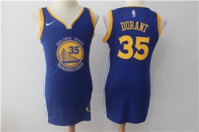 Wholesale Cheap Nike Golden State Warriors #35 Kevin Durant Blue Women Swingman Jersey