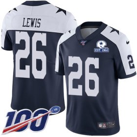 Wholesale Cheap Nike Cowboys #26 Jourdan Lewis Navy Blue Thanksgiving Men\'s Stitched With Established In 1960 Patch NFL 100th Season Vapor Untouchable Limited Throwback Jersey