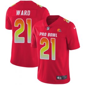 Wholesale Cheap Nike Browns #21 Denzel Ward Red Men\'s Stitched NFL Limited AFC 2019 Pro Bowl Jersey