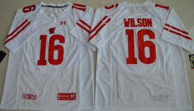 Wholesale Cheap Men\'s Wisconsin Badgers #16 Russell Wilson White Stitched College Football 2016 Under Armour NCAA Jersey