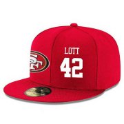 Wholesale Cheap San Francisco 49ers #42 Ronnie Lott Snapback Cap NFL Player Red with White Number Stitched Hat