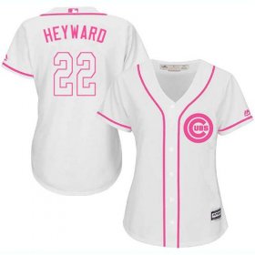 Wholesale Cheap Cubs #22 Jason Heyward White/Pink Fashion Women\'s Stitched MLB Jersey