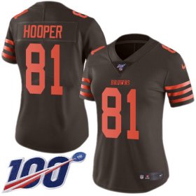 Wholesale Cheap Nike Browns #81 Austin Hooper Brown Women\'s Stitched NFL Limited Rush 100th Season Jersey