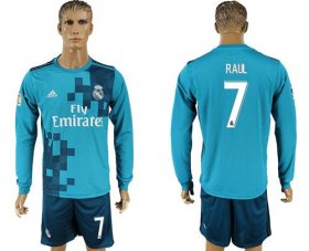 Wholesale Cheap Real Madrid #7 Raul Sec Away Long Sleeves Soccer Club Jersey