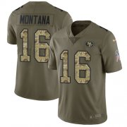 Wholesale Cheap Nike 49ers #16 Joe Montana Olive/Camo Youth Stitched NFL Limited 2017 Salute to Service Jersey