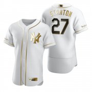 Wholesale Cheap New York Yankees #27 Giancarlo Stanton White Nike Men's Authentic Golden Edition MLB Jersey