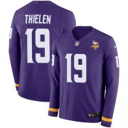 Wholesale Cheap Nike Vikings #19 Adam Thielen Purple Team Color Youth Stitched NFL Limited Therma Long Sleeve Jersey