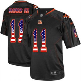Wholesale Cheap Nike Bengals #11 John Ross III Black Men\'s Stitched NFL Elite USA Flag Fashion Jersey