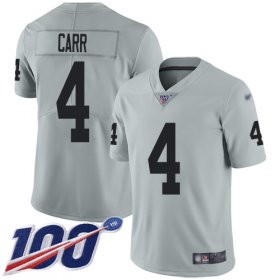 Wholesale Cheap Nike Raiders #4 Derek Carr Silver Youth Stitched NFL Limited Inverted Legend 100th Season Jersey