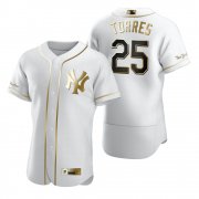 Wholesale Cheap New York Yankees #25 Gleyber Torres White Nike Men's Authentic Golden Edition MLB Jersey