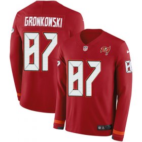 Wholesale Cheap Nike Buccaneers #87 Rob Gronkowski Red Team Color Men\'s Stitched NFL Limited Therma Long Sleeve Jersey