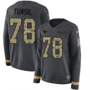 Wholesale Cheap Nike Texans #78 Laremy Tunsil Anthracite Salute to Service Women's Stitched NFL Limited Therma Long Sleeve Jersey