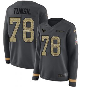 Wholesale Cheap Nike Texans #78 Laremy Tunsil Anthracite Salute to Service Women\'s Stitched NFL Limited Therma Long Sleeve Jersey