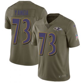 Wholesale Cheap Nike Ravens #73 Marshal Yanda Olive Youth Stitched NFL Limited 2017 Salute to Service Jersey