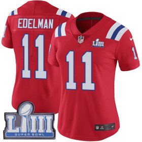Wholesale Cheap Nike Patriots #11 Julian Edelman Red Alternate Super Bowl LIII Bound Women\'s Stitched NFL Vapor Untouchable Limited Jersey