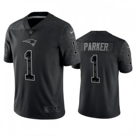 Wholesale Cheap Men\'s New England Patriots #1 DeVante Parker Black Reflective Limited Stitched Football Jersey