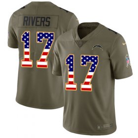 Wholesale Cheap Nike Chargers #17 Philip Rivers Olive/USA Flag Youth Stitched NFL Limited 2017 Salute to Service Jersey
