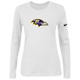 Wholesale Cheap Women\'s Nike Baltimore Ravens Of The City Long Sleeve Tri-Blend NFL T-Shirt White