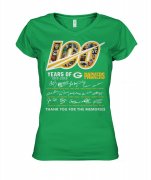 Wholesale Cheap Green Bay Packers 100 Seasons Memories Women's T-Shirt Green
