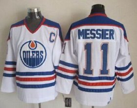Wholesale Cheap Oilers #11 Mark Messier White CCM Throwback Stitched NHL Jersey