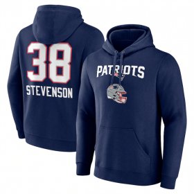 Cheap Men\'s New England Patriots #38 Rhamondre Stevenson Navy Team Wordmark Player Name & Number Pullover Hoodie