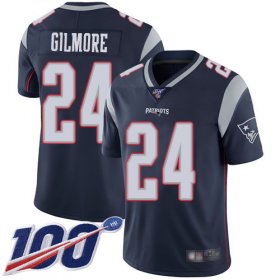 Wholesale Cheap Nike Patriots #24 Stephon Gilmore Navy Blue Team Color Men\'s Stitched NFL 100th Season Vapor Limited Jersey