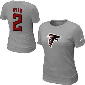 Wholesale Cheap Women\'s Nike Atlanta Falcons #2 Matt Ryan Name & Number T-Shirt Grey