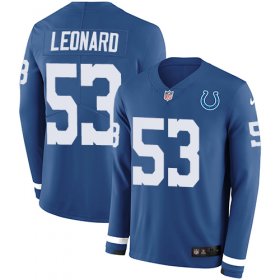 Wholesale Cheap Nike Colts #53 Darius Leonard Royal Blue Team Color Men\'s Stitched NFL Limited Therma Long Sleeve Jersey