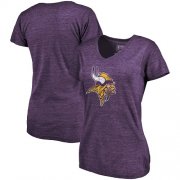 Wholesale Cheap Women's Minnesota Vikings NFL Pro Line by Fanatics Branded Purple Distressed Team Logo Tri-Blend T-Shirt