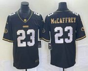 Wholesale Cheap Men's San Francisco 49ers #23 Christian McCaffrey Black Gold Vapor Untouchable Limited Stitched Jersey