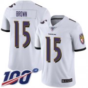 Wholesale Cheap Nike Ravens #15 Marquise Brown White Men's Stitched NFL 100th Season Vapor Limited Jersey