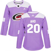 Wholesale Cheap Adidas Hurricanes #20 Sebastian Aho Purple Authentic Fights Cancer Women's Stitched NHL Jersey