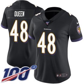 Wholesale Cheap Nike Ravens #48 Patrick Queen Black Alternate Women\'s Stitched NFL 100th Season Vapor Untouchable Limited Jersey