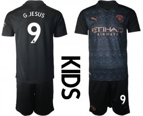 Wholesale Cheap Youth 2020-2021 club Manchester City away black 9 Soccer Jerseys