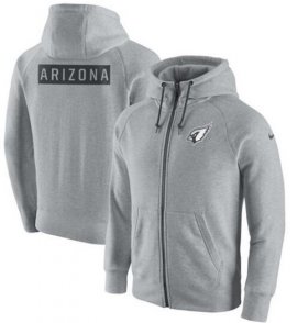 Wholesale Cheap Men\'s Arizona Cardinals Nike Ash Gridiron Gray 2.0 Full-Zip Hoodie