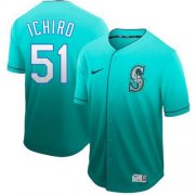 Wholesale Cheap Nike Mariners #51 Ichiro Suzuki Green Fade Authentic Stitched MLB Jersey