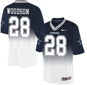 Wholesale Cheap Nike Cowboys #28 Darren Woodson Navy Blue/White Men\'s Stitched NFL Elite Fadeaway Fashion Jersey
