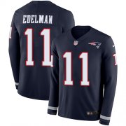 Wholesale Cheap Nike Patriots #11 Julian Edelman Navy Blue Team Color Men's Stitched NFL Limited Therma Long Sleeve Jersey