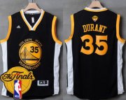 Wholesale Cheap Men's Warriors #35 Kevin Durant Black White 2017 The Finals Patch Stitched NBA Jersey