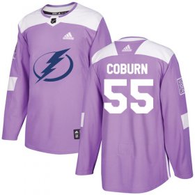 Wholesale Cheap Adidas Lightning #55 Braydon Coburn Purple Authentic Fights Cancer Stitched NHL Jersey
