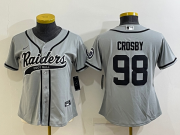 Wholesale Cheap Women's Las Vegas Raiders #98 Maxx Crosby Grey With Patch Cool Base Stitched Baseball Jersey