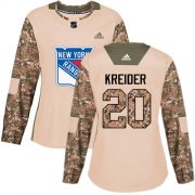 Wholesale Cheap Adidas Rangers #20 Chris Kreider Camo Authentic 2017 Veterans Day Women's Stitched NHL Jersey