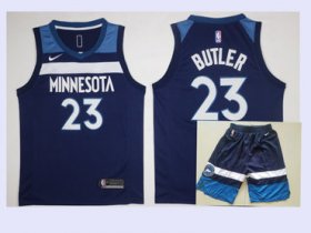 Wholesale Cheap Men\'s Minnesota Timberwolves #23 Jimmy Butler New Navy Blue 2017-2018 Nike Swingman Stitched NBA Jersey With Shorts